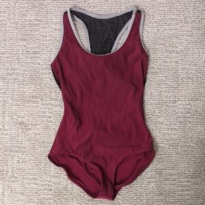Yumiko Leotard- Burgundy and Gray Size Small